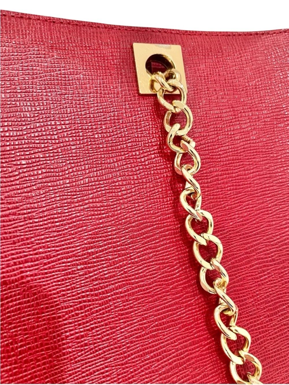 Henri Bendel Waldorf “THE WEAPON” Red Textured Leather Chain Tote Bag NWOT - Picture 11 of 15